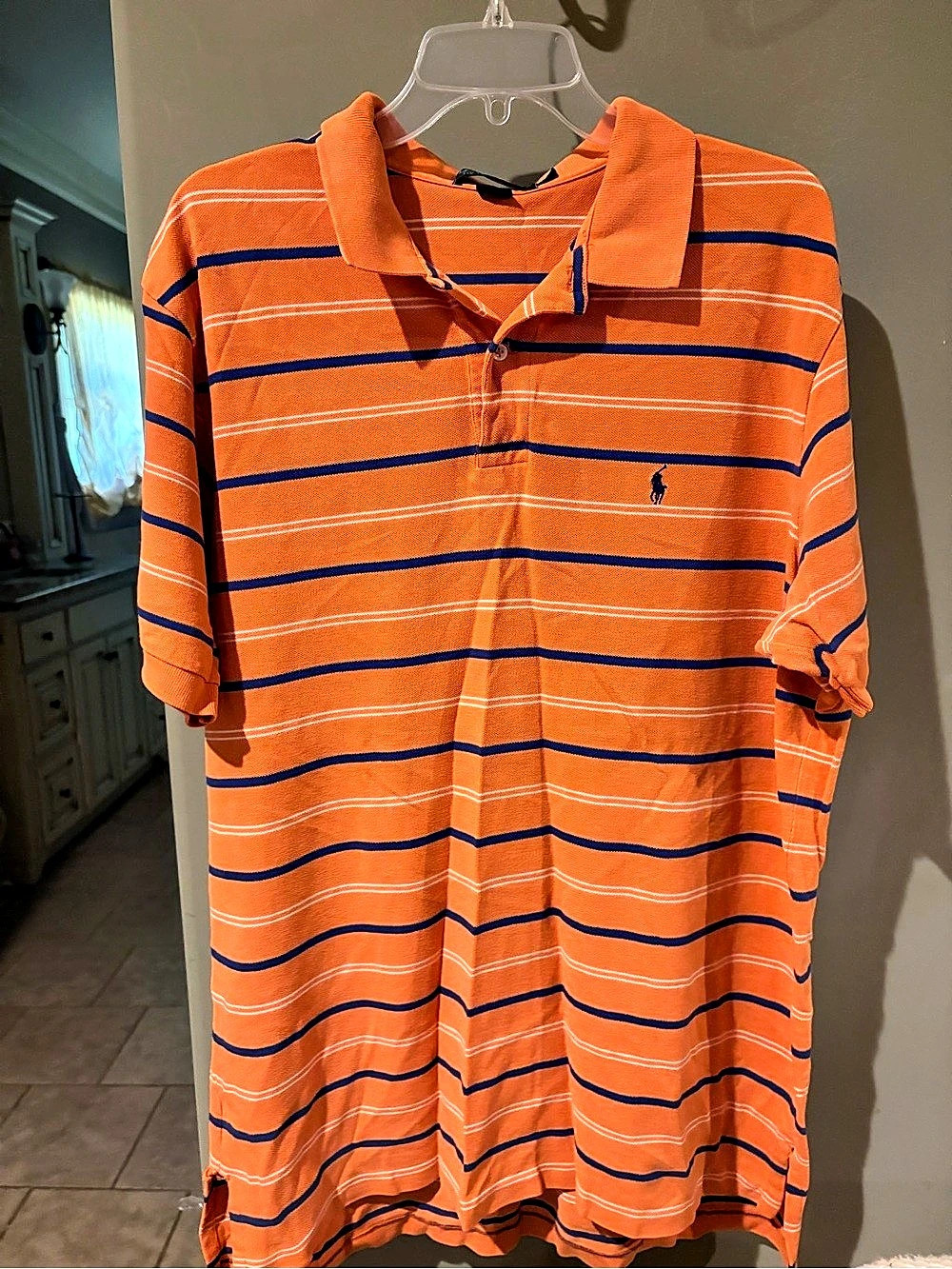 Polo by Ralph Lauren Striped Cotton Polo Orange XXL